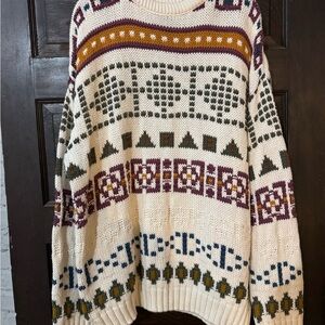 Vtg Britches Great Outdoors Inspired 100% CottonCream Patterned Sweater